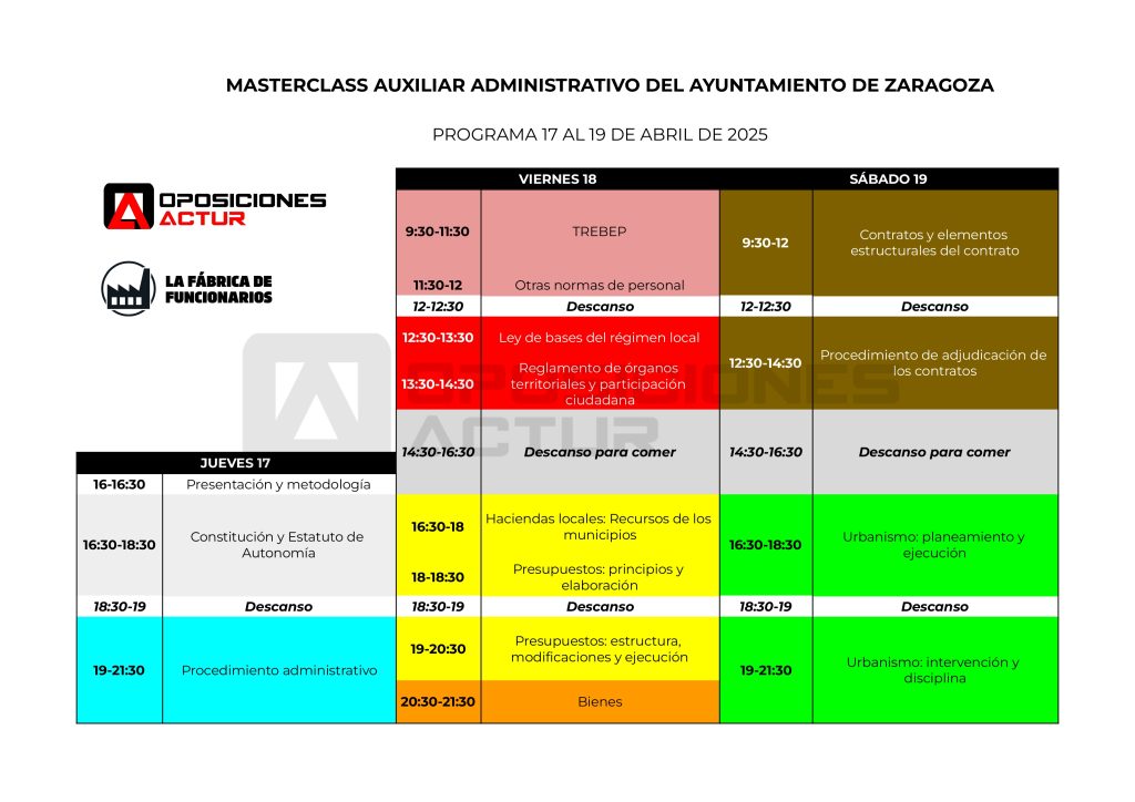 PROGRAMA MASTERCLASS AUXILIARES ADMINISTRATIVOS AYUNTAMIENTO 2025 PROGRAMA MASTERCLASS AUXILIARES ADMINISTRATIVOS AYUNTAMIENTO 2025