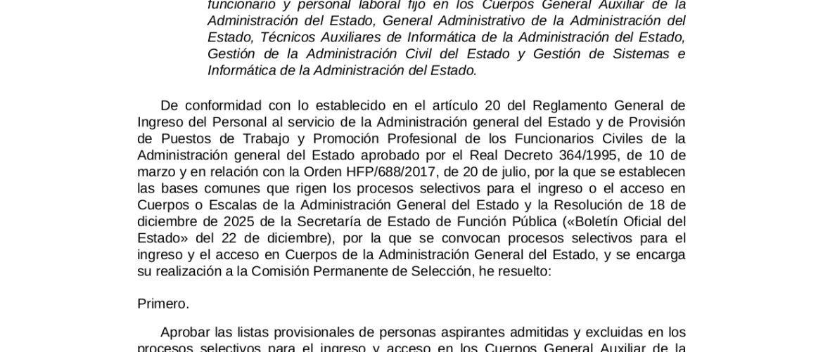 Excluidos Auxiliares y Administrativos AGE BOE 1 page 0001